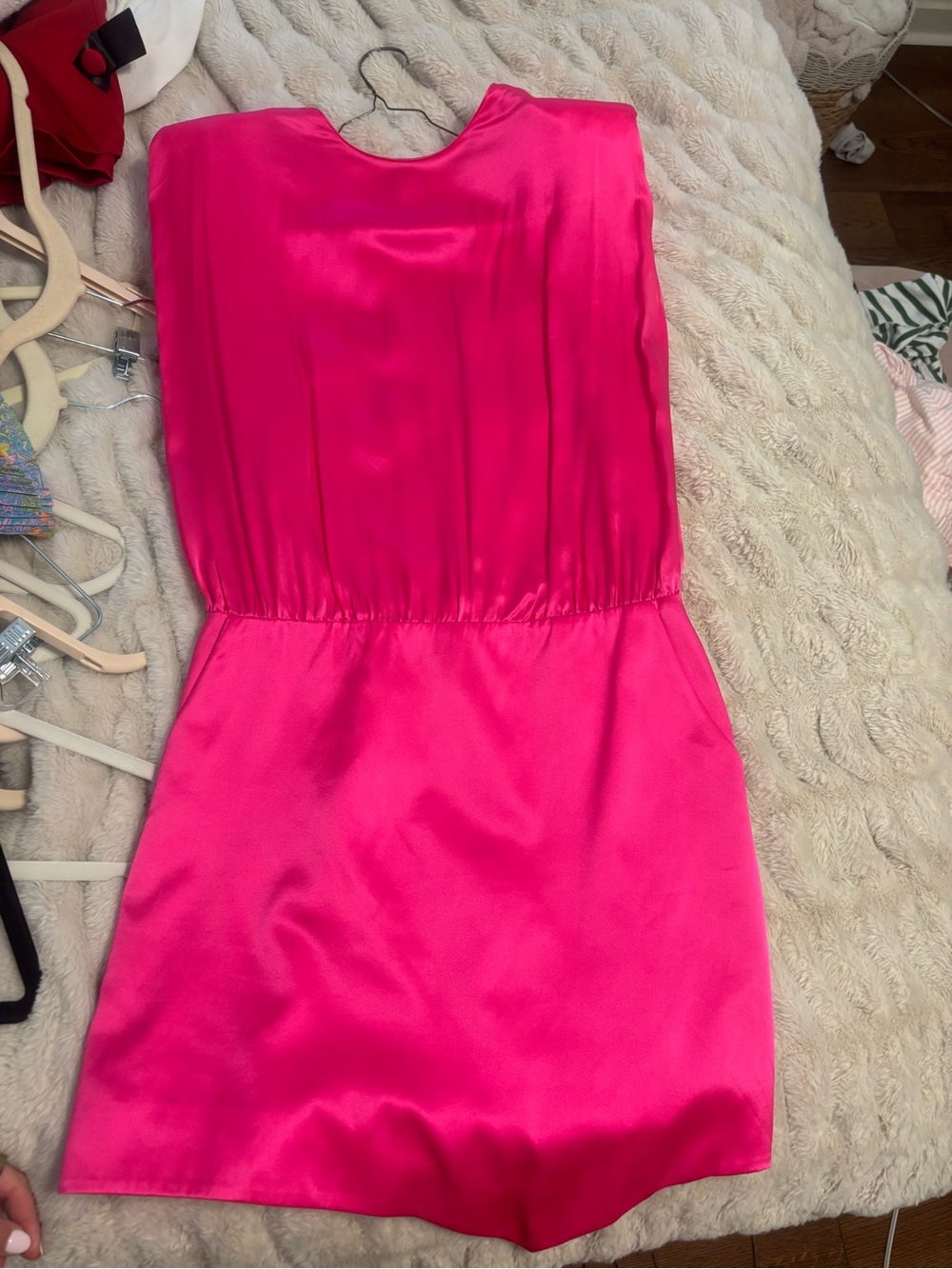 Amanda Uprichard Vibrant Hot Pink Satin Mini Dress